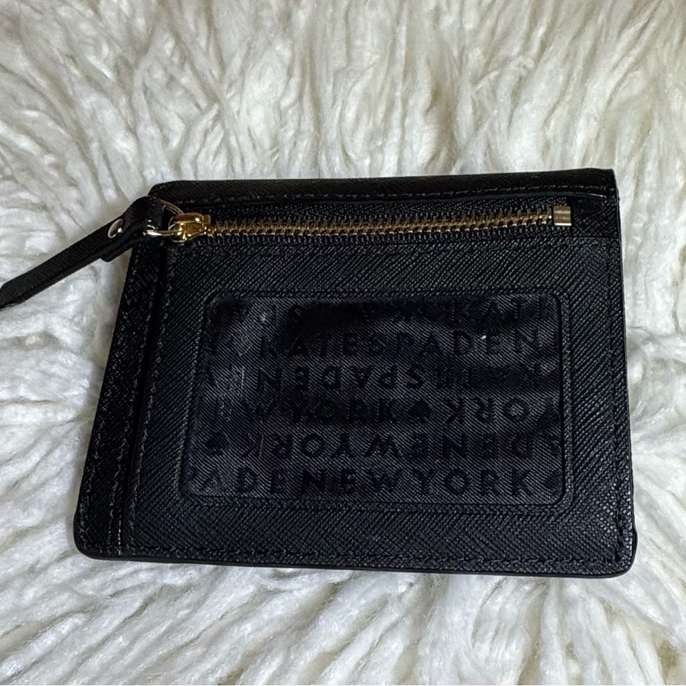 Kate Spade Black Saffiano Leather “Laurel Way” Small Snap Wallet Gold Hardware - Picture 7 of 10